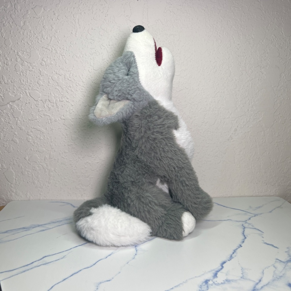 Salesforce Blaze the Wolf Howling Cub Stuffed Animal Plushie Gray & White
